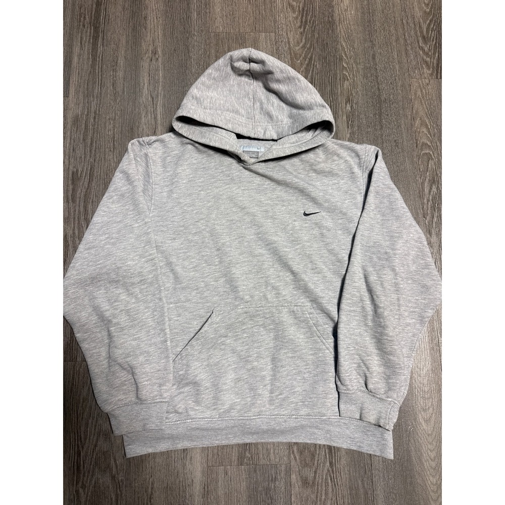 Vintage Nike Mens Heather Gray Hoodie Embroidered Swoosh Fleece Sweatshirt L